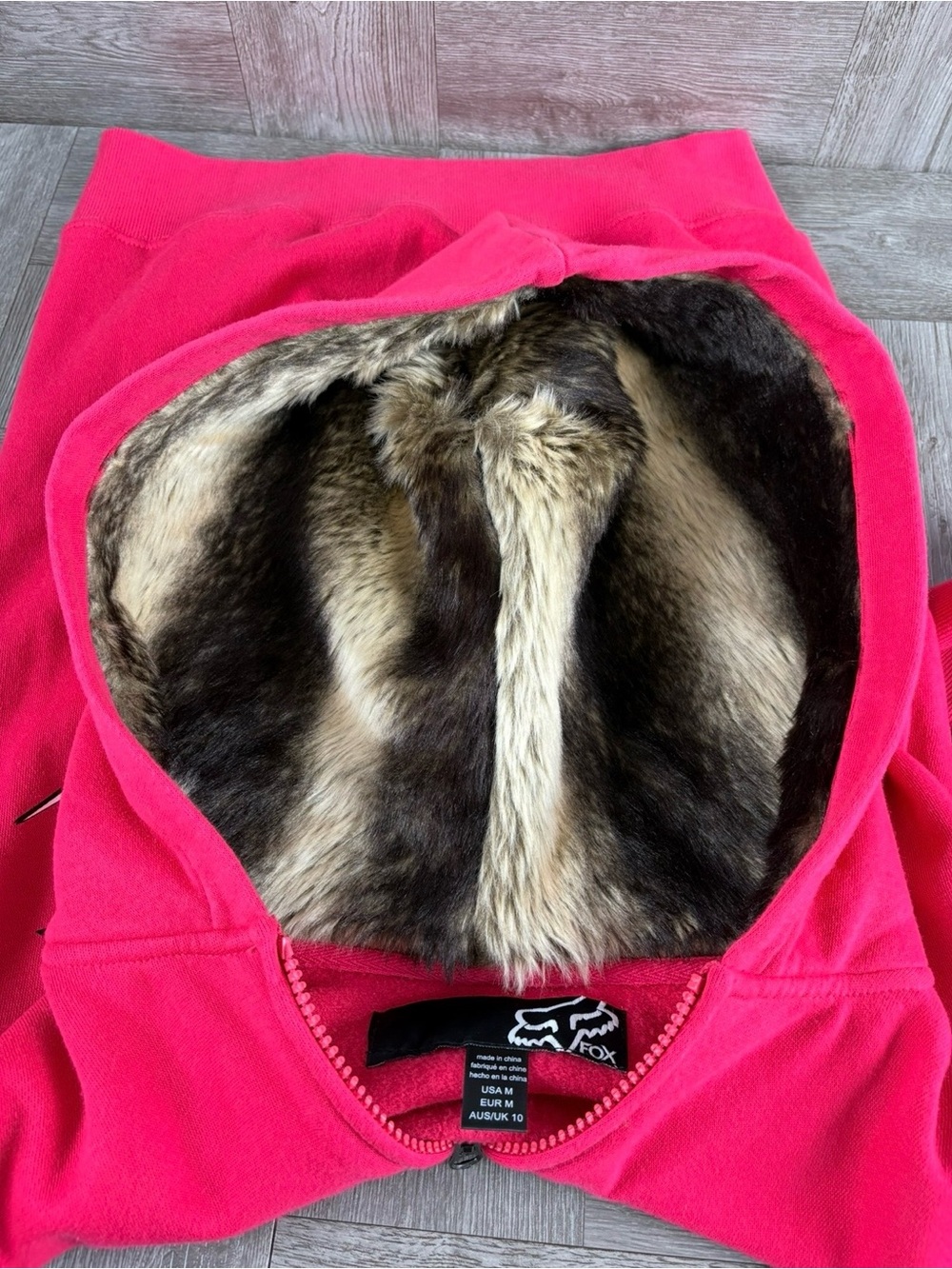 Fox Racing Women’s Vintage Y2K Hot Pink Zip-up Soft Faux-fur Lined Hood Retro - Picture 12 of 13